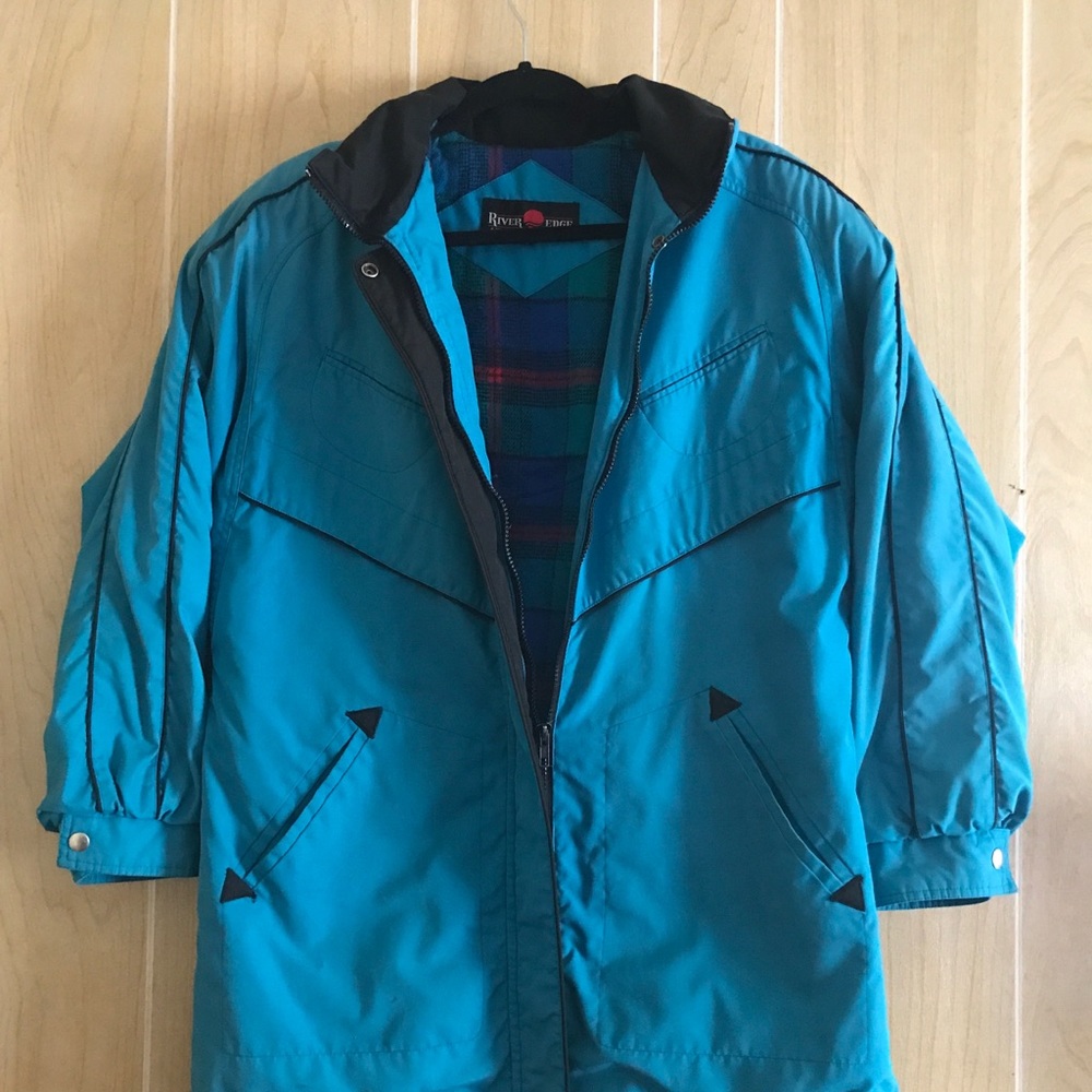 Vintage River Edge 10 Teal Plaid Lined Jacket
